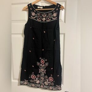 Monsoon Black Dress with Floral Embroidery